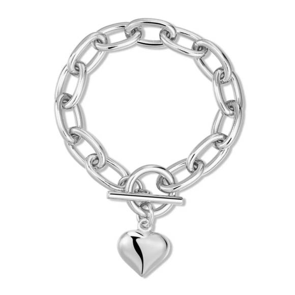 NEW EKLEXIC women's alana puffy heart charm bracelet in silver